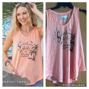 Grace & Lace Sunshine State of Mind Tank Top - Peach